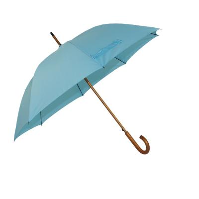 China Good quality 23 inch high fashion luxury wooden shaft with straight logo printing umbrella for hotel cheap advertising umbrella for sale