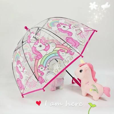 China Novelty Kids Cartoon Apollo Umbrella Clear PVC Unicorn Umbrellas Animals Printing Transparent PVC Gift Plastic Upright Umbrella for sale