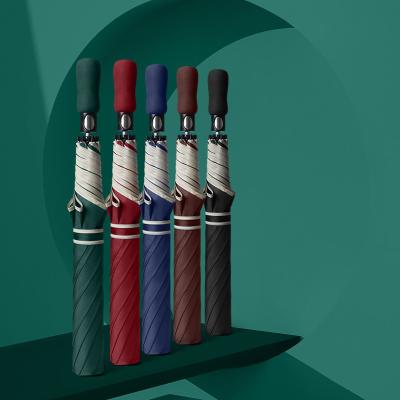 China Europe 27 Inches High Quality Semi-automatic 8 Rib Support Folds Custom Windproof Two Golf Umbrella Logo Waterproof for sale