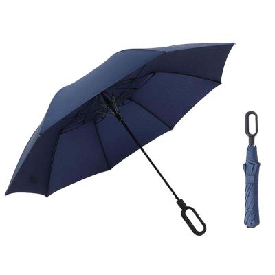 China Factory Customized Luxury Travel Umbrella Business 2 Fold Carabiner Portable Handle Small Rain Umbrella With Logo Printing for sale