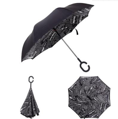 China Wholesale Amazon Shape Custom Handle Flower Reverse Upside Down Rain Logo Printed Double Fabric Windproof C Umbrella For Sale for sale