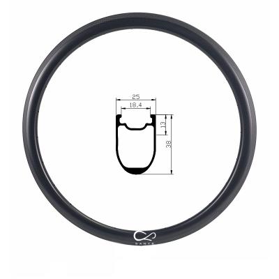 China Road Bikes High Quality 12K Depth 25mm Width 38mm Tubeless Matte/Glossy 700C Road Bike Carbon Rim SY700-38-25T for sale