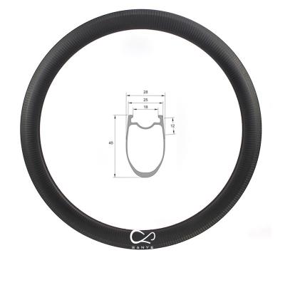 China Mountain Bikes 700C Carbon Rim With 45mm Depth For Folding Bike SY700-45-28C for sale