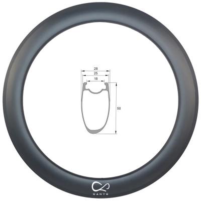 China Mountain Bikes 700C Carbon Rim With 50mm Depth For Road Bike SY700-50Asymmetric2.5mm-28C for sale