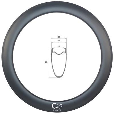 China Mountain Bikes 700C Carbon Rim With 55mm Depth For Road Bike SY700-55-28C for sale