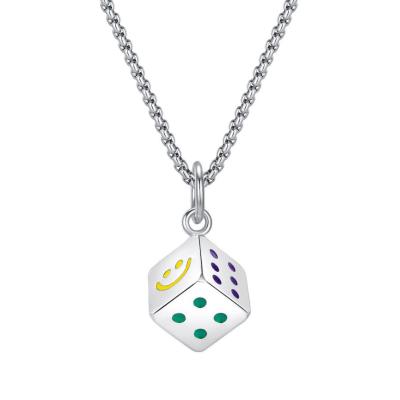 China Steel Cube Lucky Dice Pendant Necklace in 2021 new design Hip Hop style titanium FASHION jewelry for men for sale