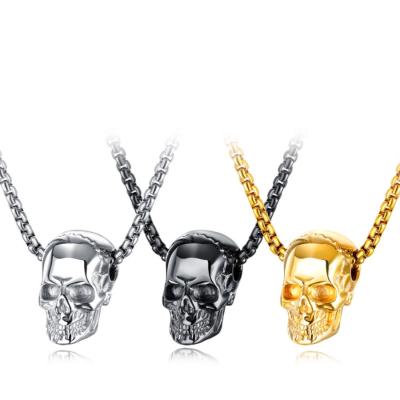 China Trendy Trendy Titanium Steel Punk Steel Skull Personality Jewelry Style Pendant Necklaces For Men for sale