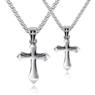 China TRENDY punk style fashion jewelry high quality stainless steel cross necklace for men for sale