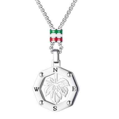 China Trendy New Design Jewelry Stainless Steel Maple Leaf Pendant Necklace For Men for sale