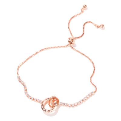 China Trendy Tasty Korean Elegant Jewelry Rose Gold Plated Copper Zircon Tennis Chain Bracelet For Women for sale