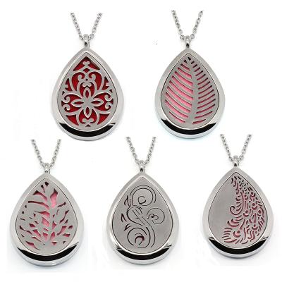 China Factory Price Vintage Perfume Aroma Waterdrop Shaped Jewelry Pendant Essential Oil Diffuser Necklace for sale