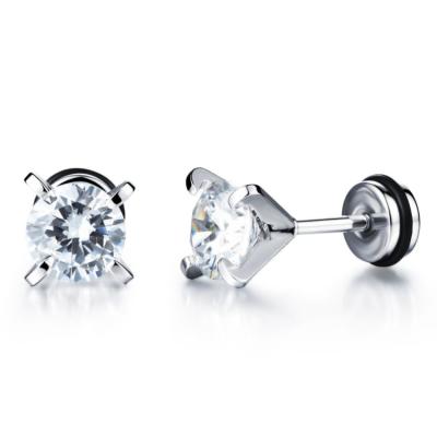 China High Quality Simple Style Design Stainless Steel Zircon Screw Stud Stud Earrings For Men/Women for sale