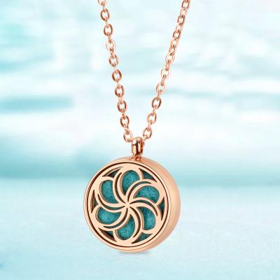 China Hot Sale 316L Fashion Stainless Steel 12mm Aromatherapy Essential Oil Pendant Jewelry Perfume Diffuser Pendant Necklace for sale