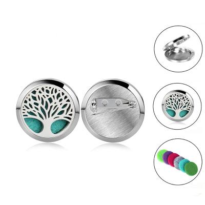 China Fashionable Cute Stainless Steel Aromatherapy Essential Oil Diffuser Pin Brooches For Jewelry Gift for sale