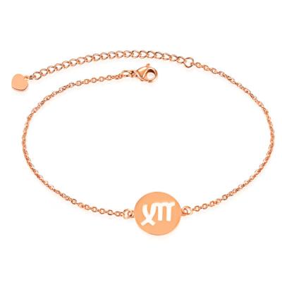 China TRENDY Korean Style Fashion Simple Stainless Steel Jewelry Rose Gold Plated Zodiac Charm Bracelets For Women for sale