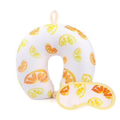 China Anti-Apnea fashion fruit design microbeads travel neck pillow eye mask set for sale