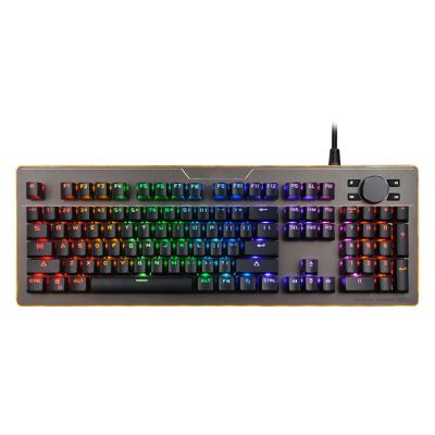 China 4 Multimedia And Button Designs For Gaming Anti-Ghost RGB Full Mechanical Keyboard Colorful Multimedia LED 104 Keys Aluminum Panel With Button for sale