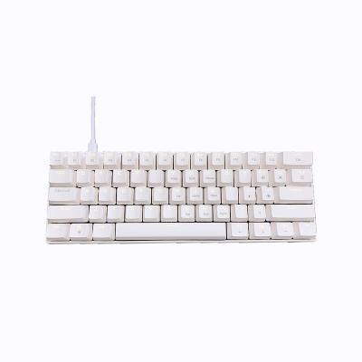 China Portable Mini 61 Keys Wired Mechanical Gaming Keyboard Outmu Switch Portable White Backlight Keyboard Isolated Type C-USB Cable For PC Laptop for sale