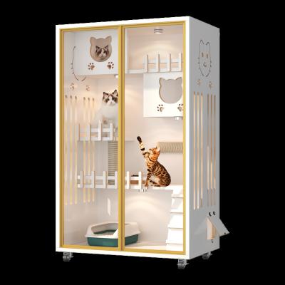 China Breathable Factory Direct Sales Luxury Customized Multi story Wooden Indoor Cat Villa Cat House, Layered Suitable for Cat Play for sale