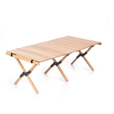 China Foldable Folding Wood Table Outdoor Camping Wood Picnic Camping Foldable Egg Roll Table for sale