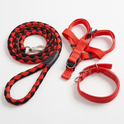 China Customized Long Thick Pet Leash Dog Collar No Pull Easy Walk Outdoor Pet Harness Set Factory Direct Sales for sale