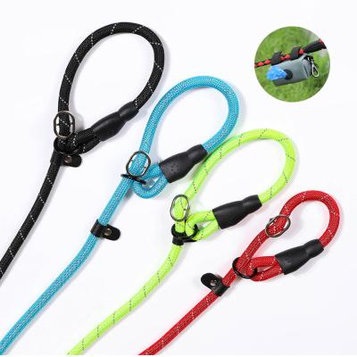 China Durable Braided Nylon Round Rope Dog Pet Leash Reflective Soft Pet Handle Outdoor Sports With Poop Bag for sale