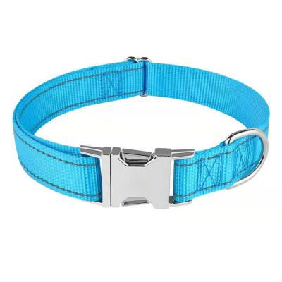 China Pet Safe Nylon Reflective Adjustable Customized Reflective Metal Buckle Colorful Pet Collar Collar for sale