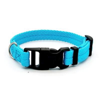 China High Quality Pet Collar Personalized Solid Color Nylon Dog Collar With Quick Release Plastic Buckle for sale