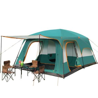 China Outdoor luxury strong waterproof and sunscreen four person two bedroom rainproof tent camping family fishing barbecue tent for sale