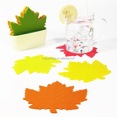 China Viable Hot Sale 6PCS Home Decor Novelty Maple Leaf Coaster Set With Plant Pot Holder for sale