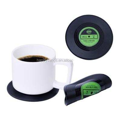 China Low MOQ Viable Factory Direct Classic CD 2pcs Discs Silicone Costers Mug Coaster Retro for sale