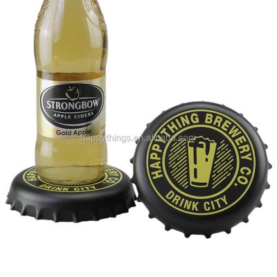 China Good Quality Viable Custom Logo Bottle Cap Shape Plastic Mug Coaster for sale