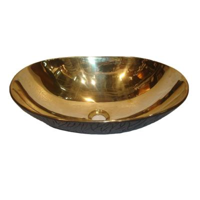 China Wash Basin Easy Clean Bathroom Pull Down Counter Stop High End Brass Shiny Polished Wash Basin For Interior Bathroom Table Top Basin Bathroom Sink for sale