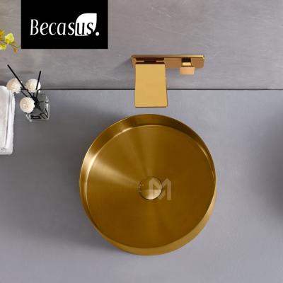 China Modern Slim Round Edge Bathroom Sink Stainless Steel Wash Basin Decoration Above Counter Art Basin for sale