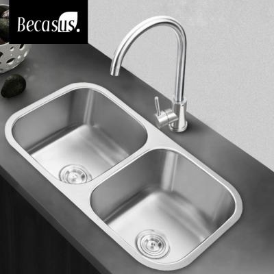 China Without Faucet Hot Sales Customized Design Restaurant Kitchen Sink Double Bowl Stainless Steel Commercial Kitchen Sink for sale