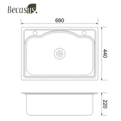 China Without Faucet Single Bowl Sink Kitchen Equipment High Quality 304 Stainless Steel ODM OEM SUS Kitchen Sinks for sale