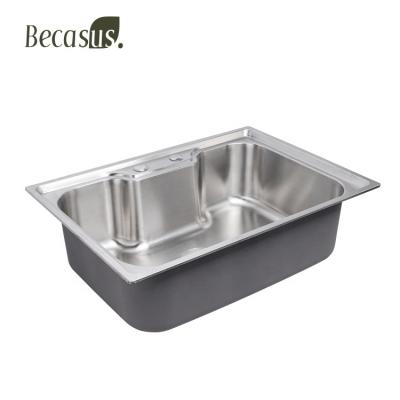 China Modern Faucet Drop In Hotel Kitchen Square Double Bowls Basin 304 Stainless Steel Kitchen Sink for sale