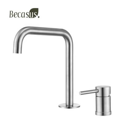 China Modern Contemporary Matte Black Double Handles Faucet Brass Water Mixer Sink Faucets for sale