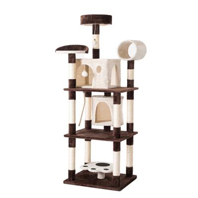 China Polyester Rope Sisal MDF Cat Tree Tower Multi Level Cats Viable Cheap Plush Large Large Trees For Sale for sale