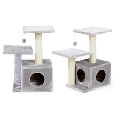 China Wholesale Unique Cute Cat Tree Scratcher House Bottom Booth Lair Toy 60CM Polyester Viable Plush Material Cat Tree for sale