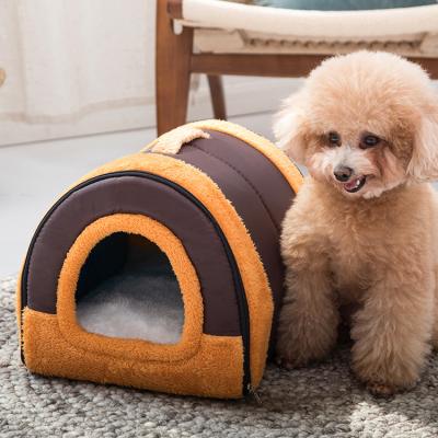 China New Design Breathable Plush Pet House Bed Indoor Pet Tent Bed With Covering Sleeping Mat for sale