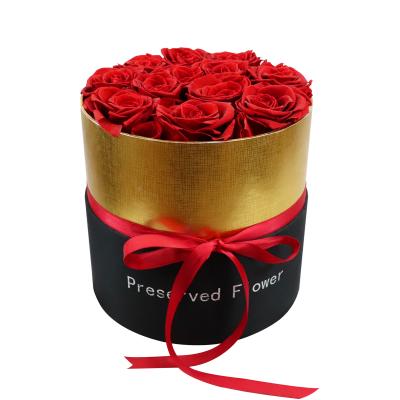 China Real Flower Preserved Rose Flower Premium Round Boxes Large Size Infinity Rose For Valentine Wedding Gift for sale