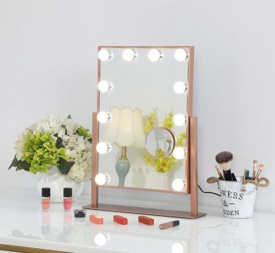 China 2021 Hot Selling 12 LED Bulbs Hollywood Mirror Makeup Dressing Table Vanity Mirror Desk Mirror With Light Touch Screen for sale