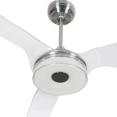 China Industrial American Standard 52 Inch Three Blades Transparent Intelligent Ceiling Fan Fan With LED Lamp for sale