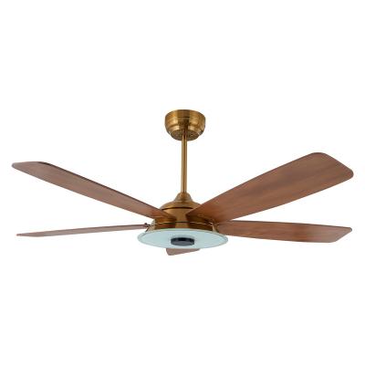 China Wholesale 52 Inch Modern Home Decorative CARRO Gold Striker 5 Plywood Blades Finish DC Inverter LED Ceiling Fan With Remote Control for sale