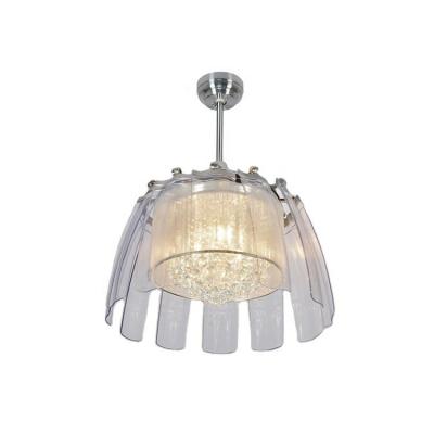 China 50 Inch Modern Design Decorative Led Crystal Ceiling Fan Light With Transparency Blades With Lights for sale