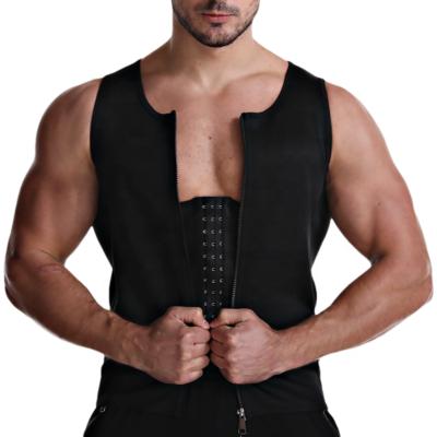 China Hot Selling Breathable Gym Sport Organization Shaper Men Underwear Sauna Sweat Waist Slimming Vest Trainer 3 Hooks With Zipper For Weight for sale