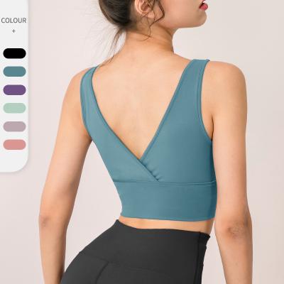 China Breathable New Arrival Yoga Bra Sports Shockproof Underwear Double Sided Soft Bare Feeling Running Vest For Female for sale