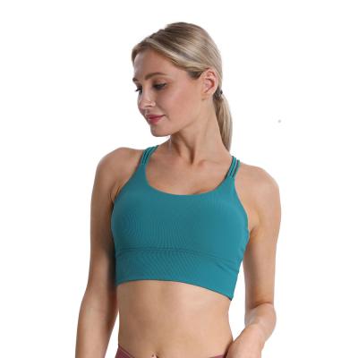 China Breathable Thin Sports Bras Wire Belt Gym Fitness Training Yoga Wear Shockproof Gathering Sports Bras for sale