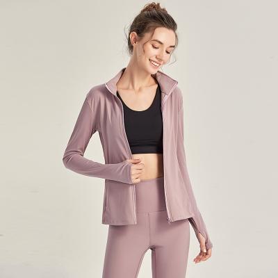 China Stand Collar Jacket Breathable Autumn Yoga Tops Fitness Gym Zipper Convenient Thin Elasticity Jacket Quick Dry Wear for sale